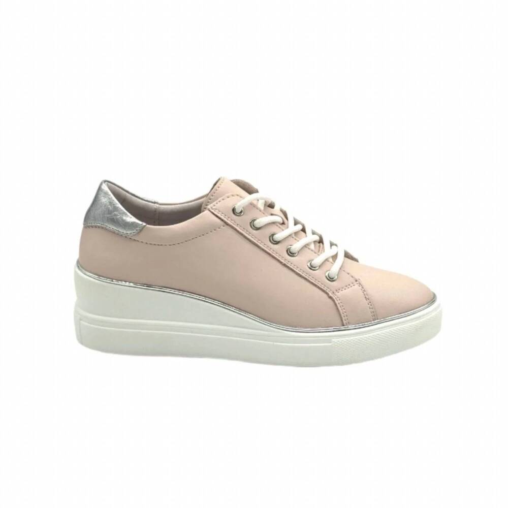 NEW BONAVI women's rose leather lace-up sneakers in pink
